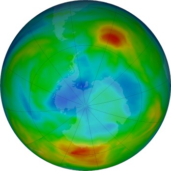 Antarctic ozone map for 2024-07-23